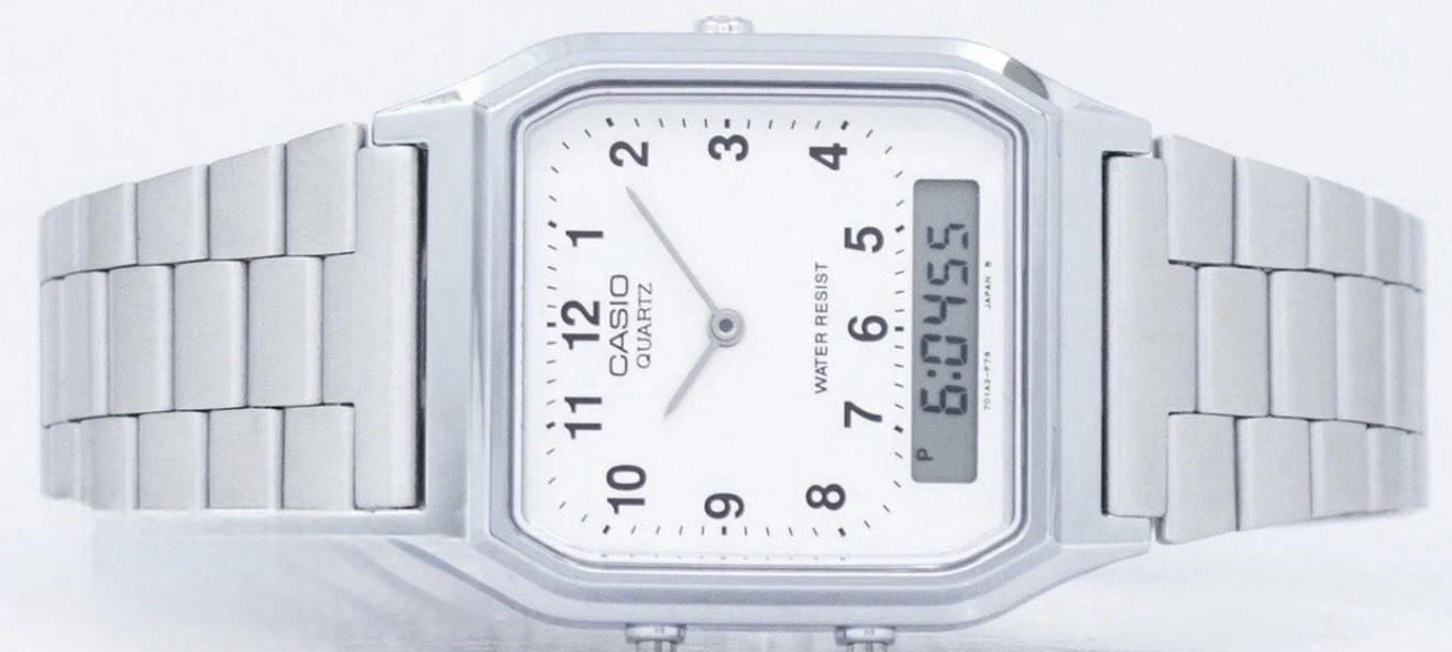 Casio AQ230A-7B Vintage Unisex Adult White Dial Watch