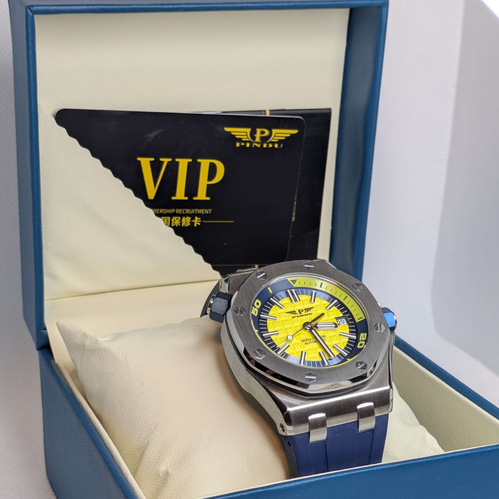 PINDU PINDU Octagon Yellow Men’s Stainless Steel NEW