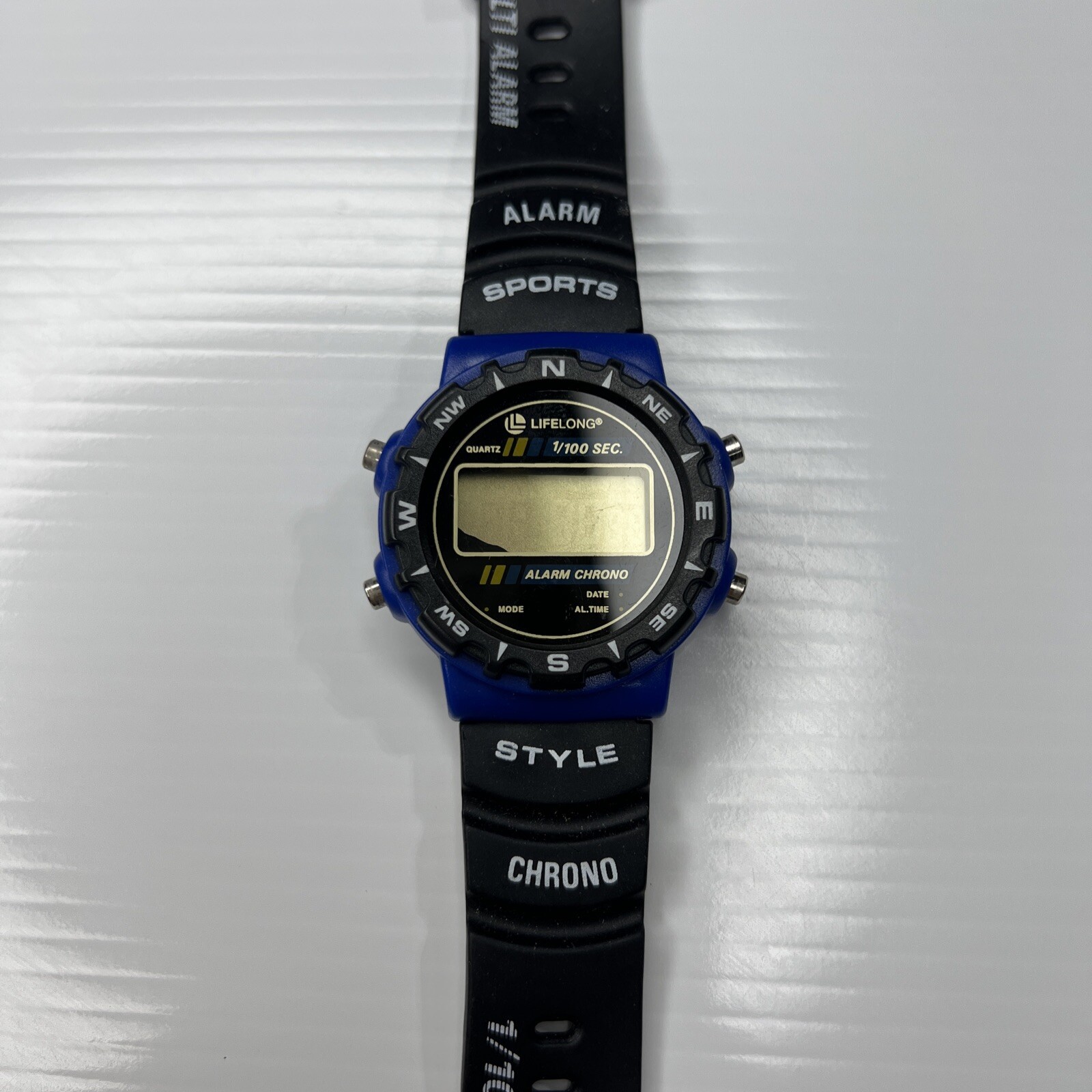 F LIFELONG LCD Blue Black Silicone Sport Mens Retro Watch Untested