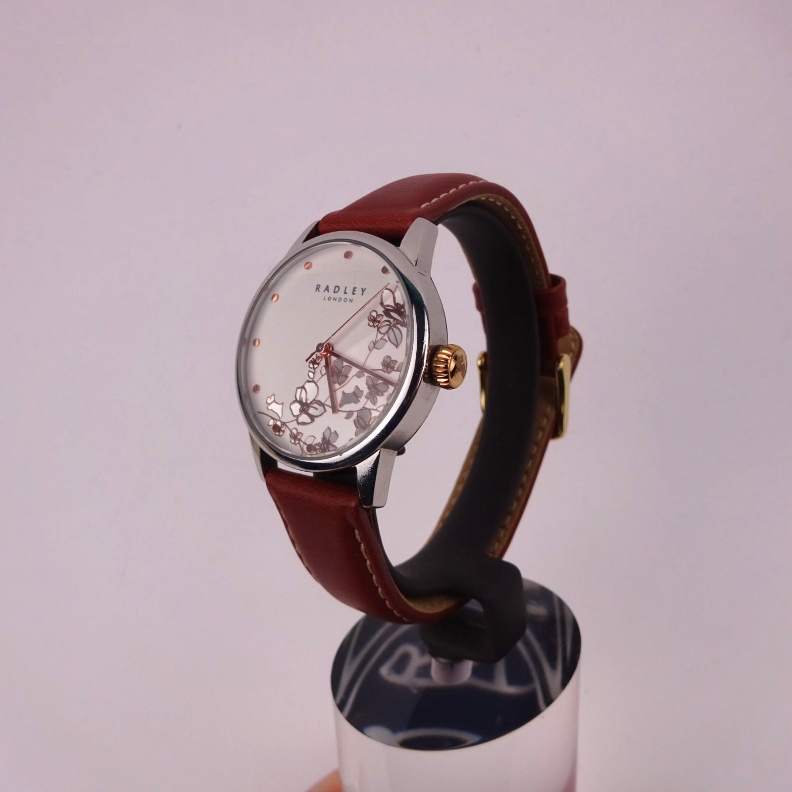 Radley Ladies Floral Watch RY4347 Rose Gold Plated Brown Leather Strap