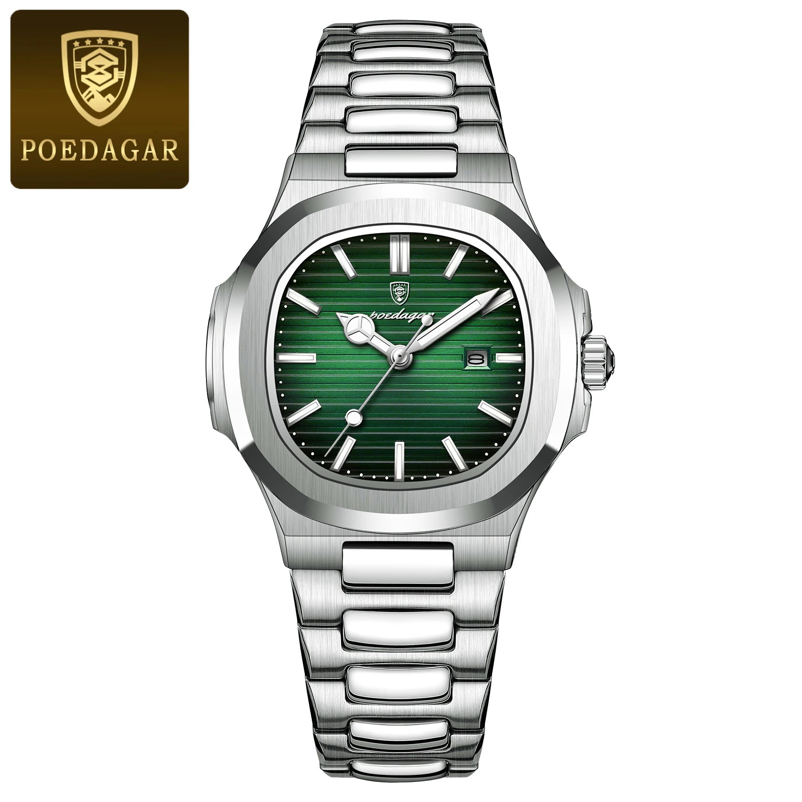 Luxury Women’s Square Quartz Watch Stainless Steel Luminous Date Waterproof