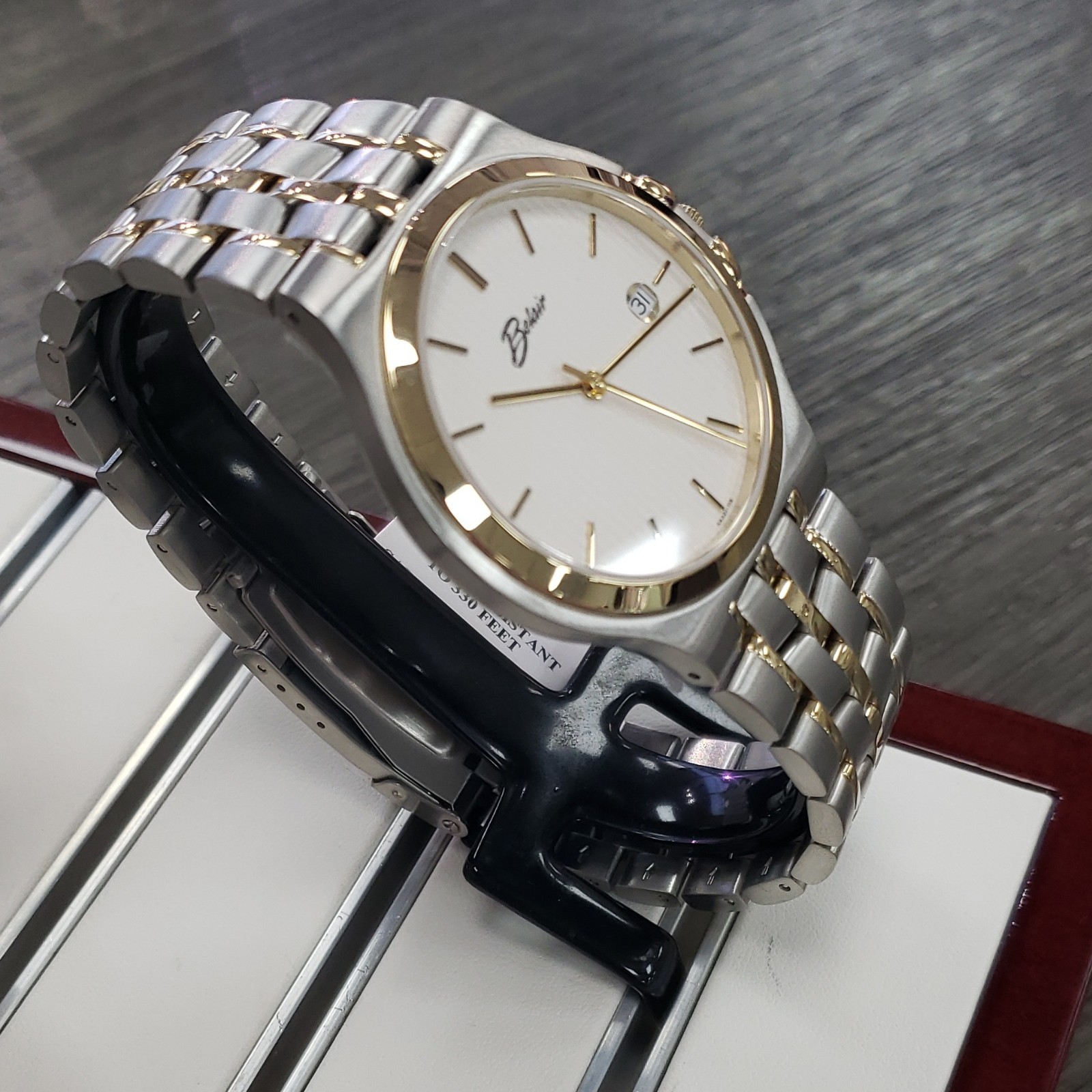 Belair Quartz Analog Two-Tone Stainless Bracelet White Dial