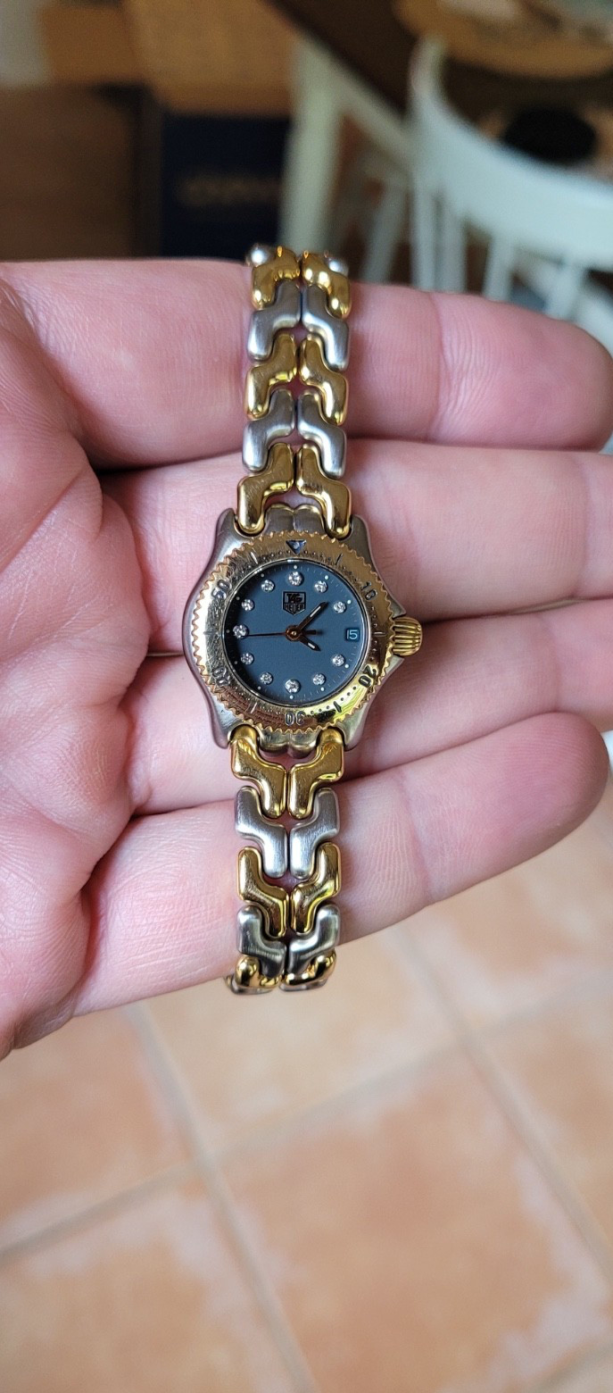 Tag Heuer S97.708 Womens SEL Mini Series Quartz Watch Diamonds Gold Silver Gray