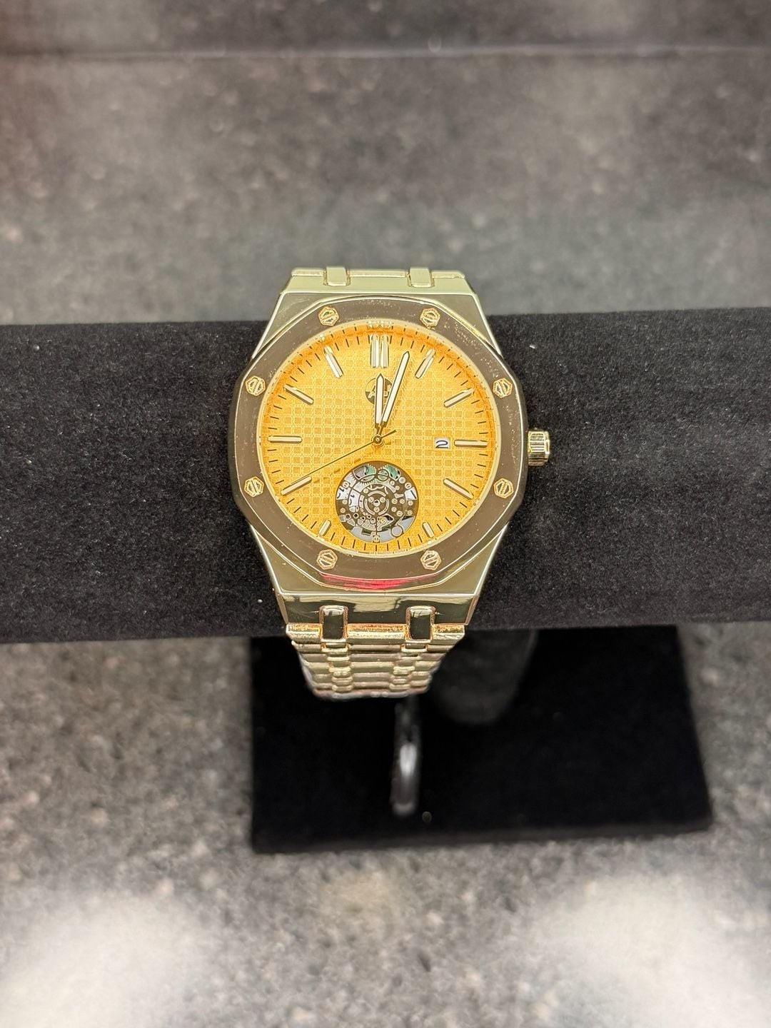 American Jewel Gold Octagon Open Heart Automatic Watch