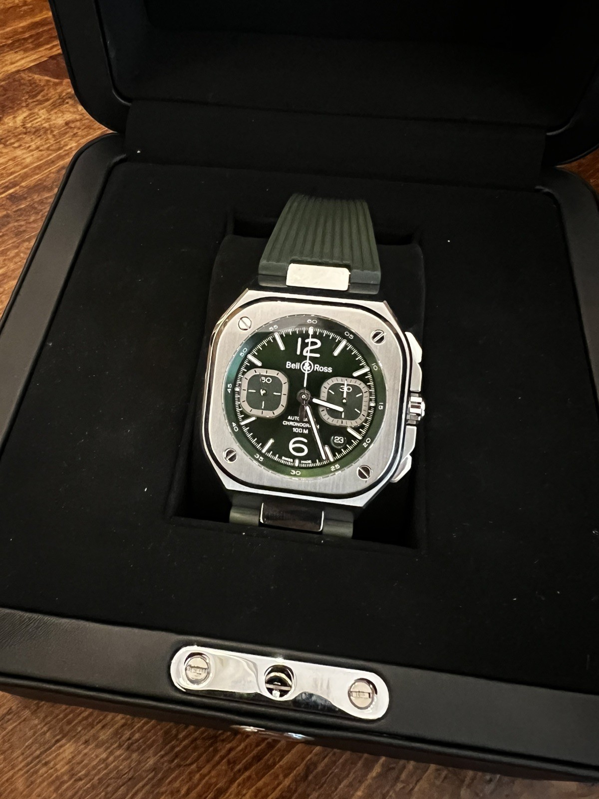 BELL&ROSS BR05 Chronograph. Green Steel BR05C-GN-ST/SRB. Excellent!!