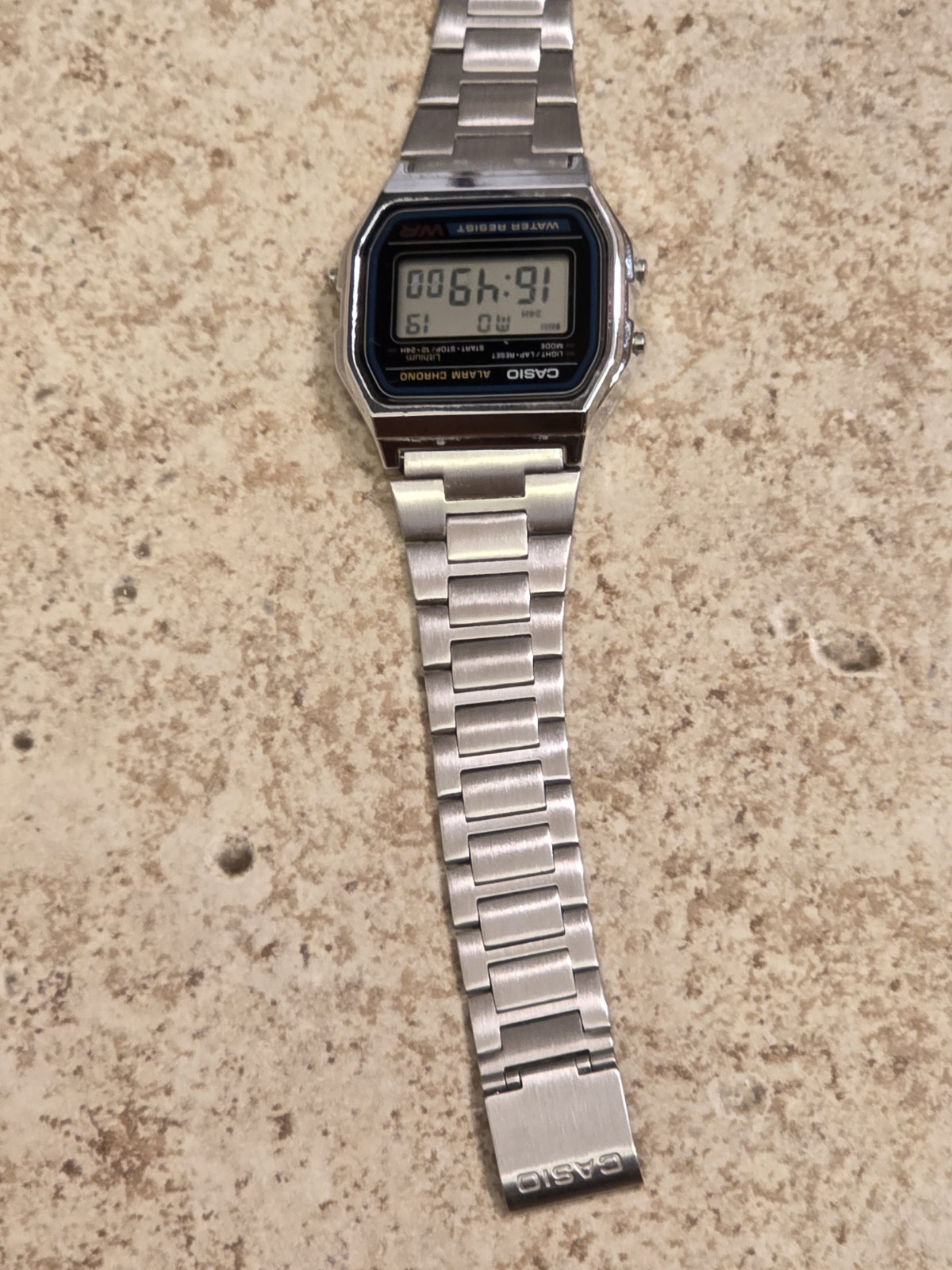 CASIO A158W Digital Watch 593 Stainless Steel Silver ** WORKING **