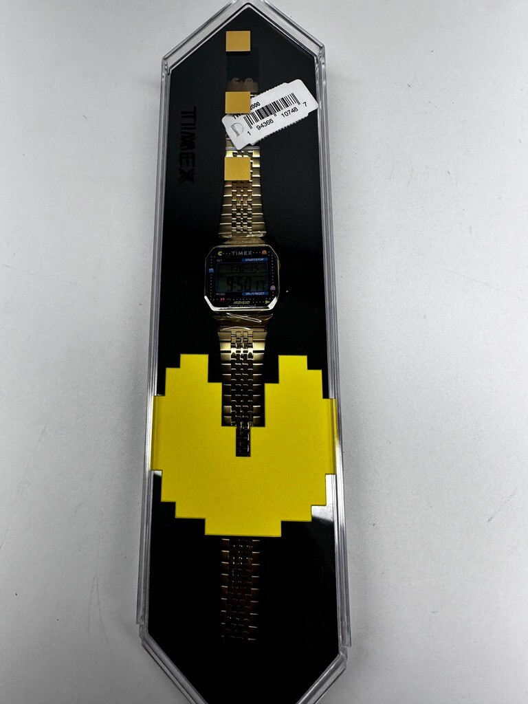 Timex X Pacman Watch T80 Digital Stainless Steel – Gold – TW2U32000 NEW