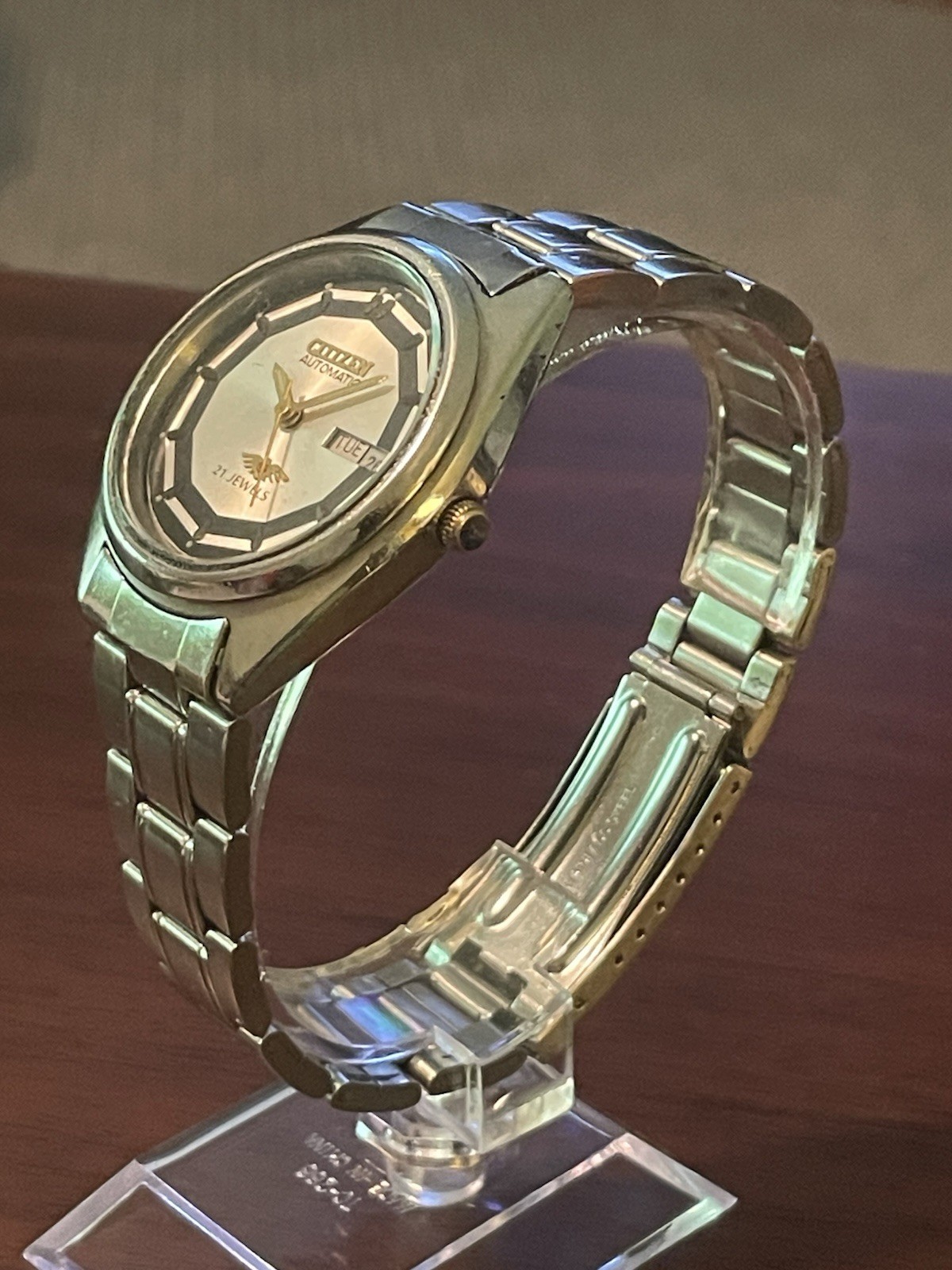 Vintage Citizen Automatic 21 Jewel Day Date Japan Rare Octagon Dial Retro Watch