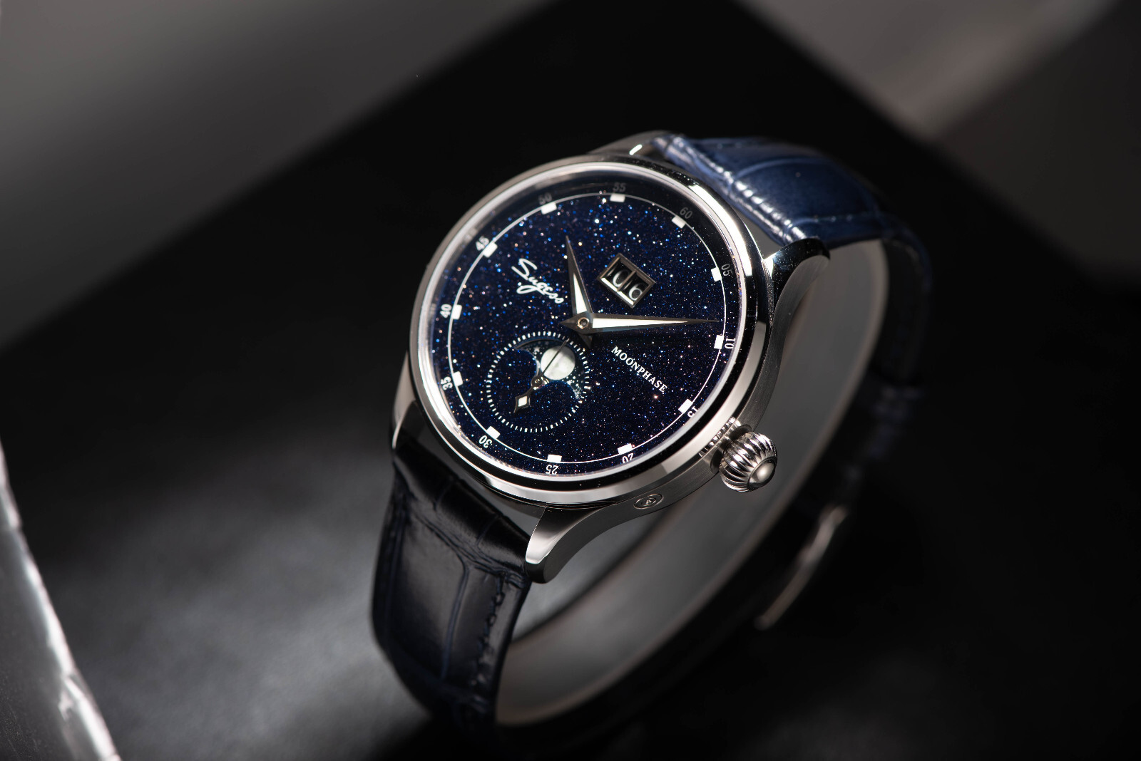1PC Sugess MoonPhase Master StarDust Mechanical Watch Seagull 1963 SU2528STRA V3