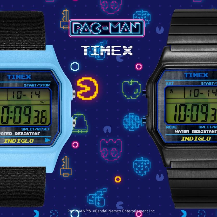 TIMEX TW2V94100 PAC MAN Digital Chronograph Quartz Digital Blue Black New