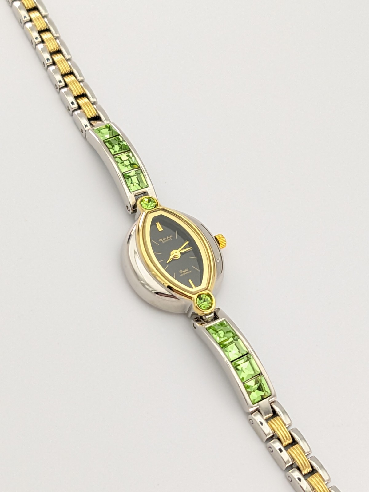 Ladies Watch Omax Japan Two Tone Crystal Dress Formal 7″
