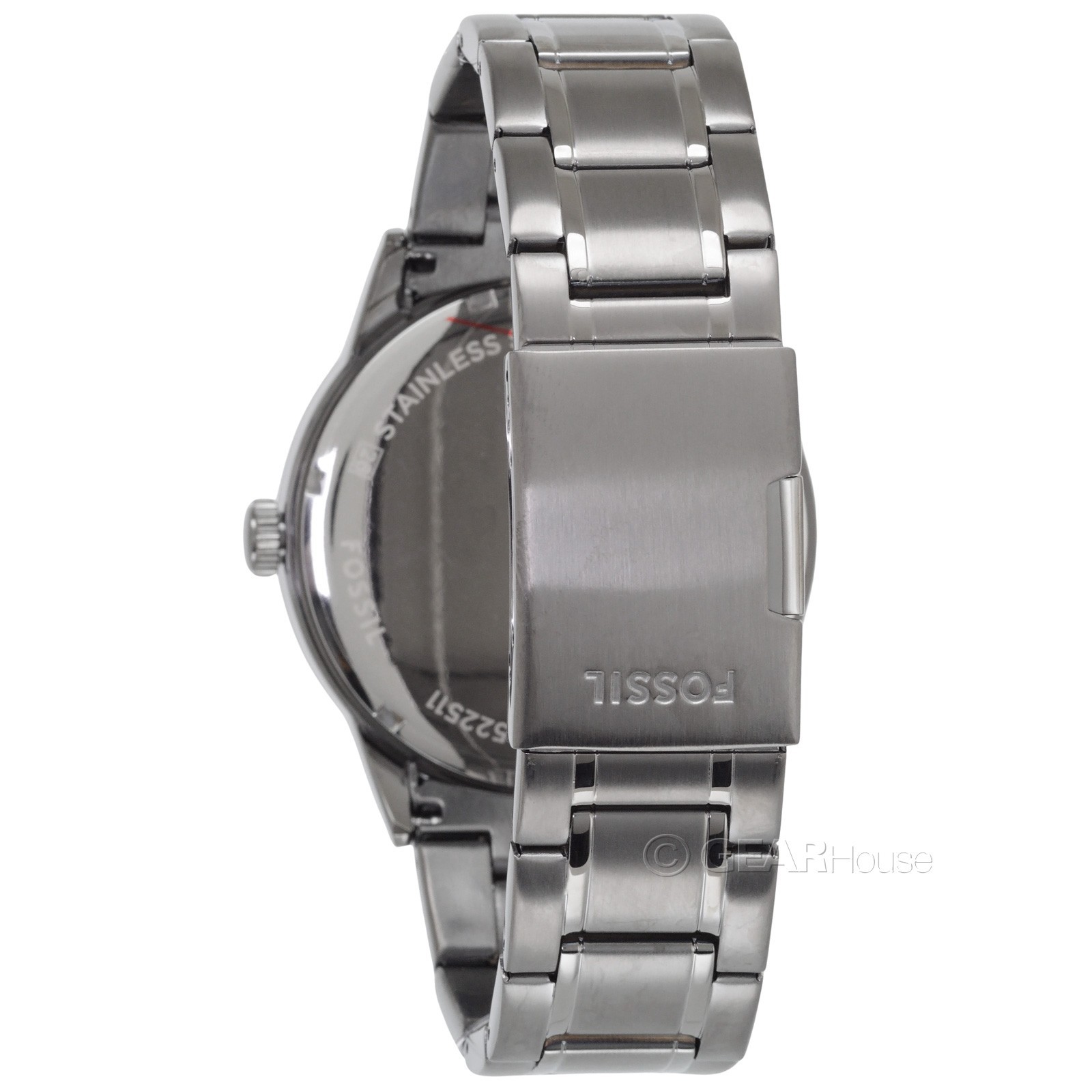 FOSSIL Flynn Mens Watch, Large Black & Silver Dial, Gray Stainless Steel Band