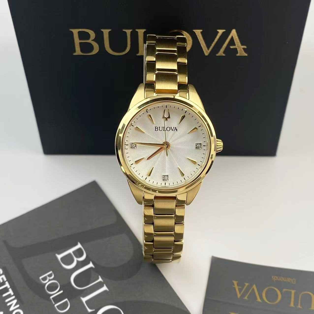 New w/box Bulova Sutton 97P150 Women’s Watch White Dial Ladies Watch 28mm