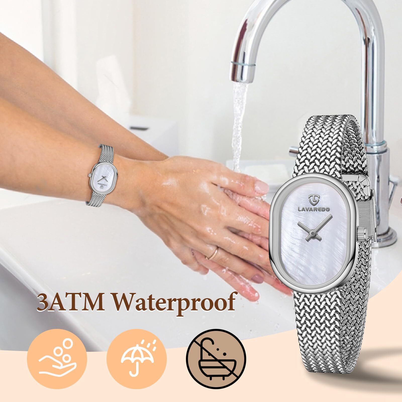 VTAIGE Dainty Gold Watches for Women with Mesh Steel Bracelet Mother of Pearl…