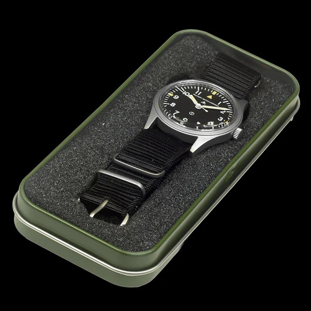 MWC W10 Mechanical Manual Black Steel Fabric FIXED HOOKS Men’s Watch