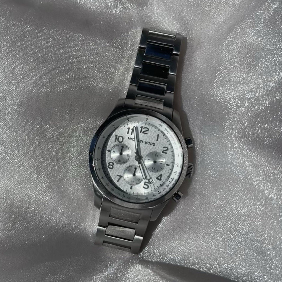 Michael Kors Chronograph Quartz Stainless Steel Bracelet Watch White/Silver Dial