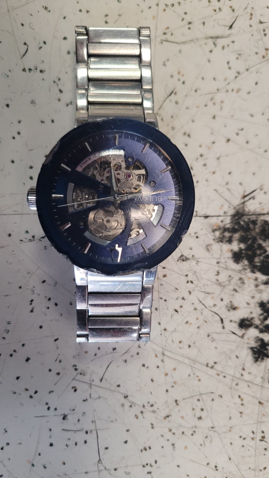 CHIPPED FACE Bulova Automatic Modern Futuro Stainless Steel Men’s Watch 96A204