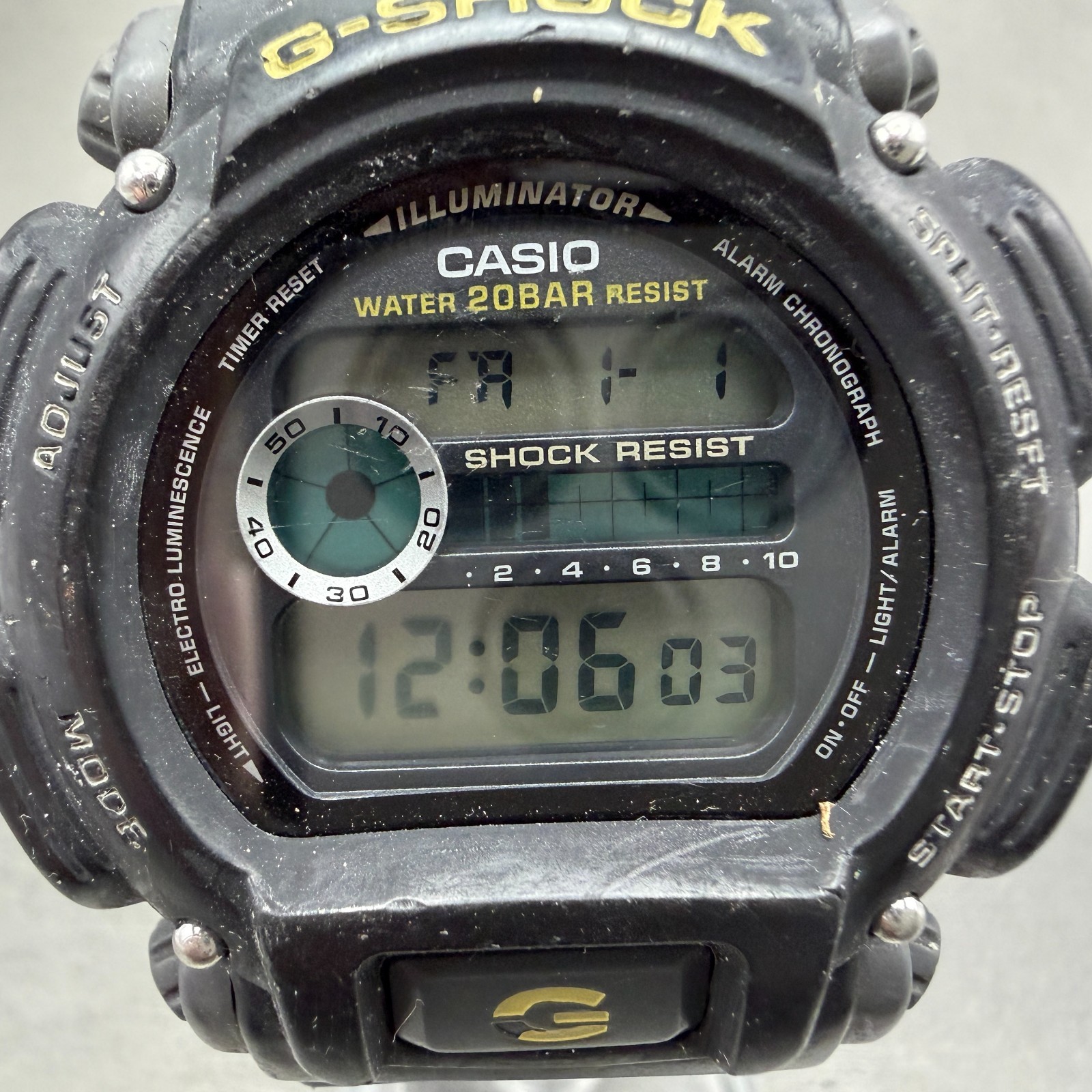 Casio G-Shock DW-9052 Watch Men 47mm Digital Black & Yellow Round New Battery JK