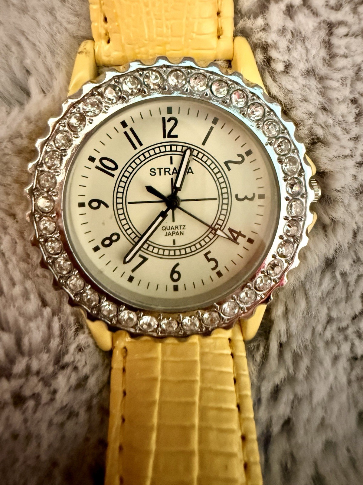 Strada Quartz Japan Womens Yellow Buckle Band Analog Watch Stainless Steel Back