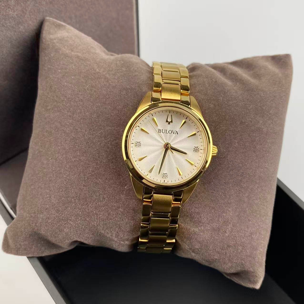 Bulova 97P150 Sutton White Diamond Dial Stainless Steel Women Quartz Watch 28mm