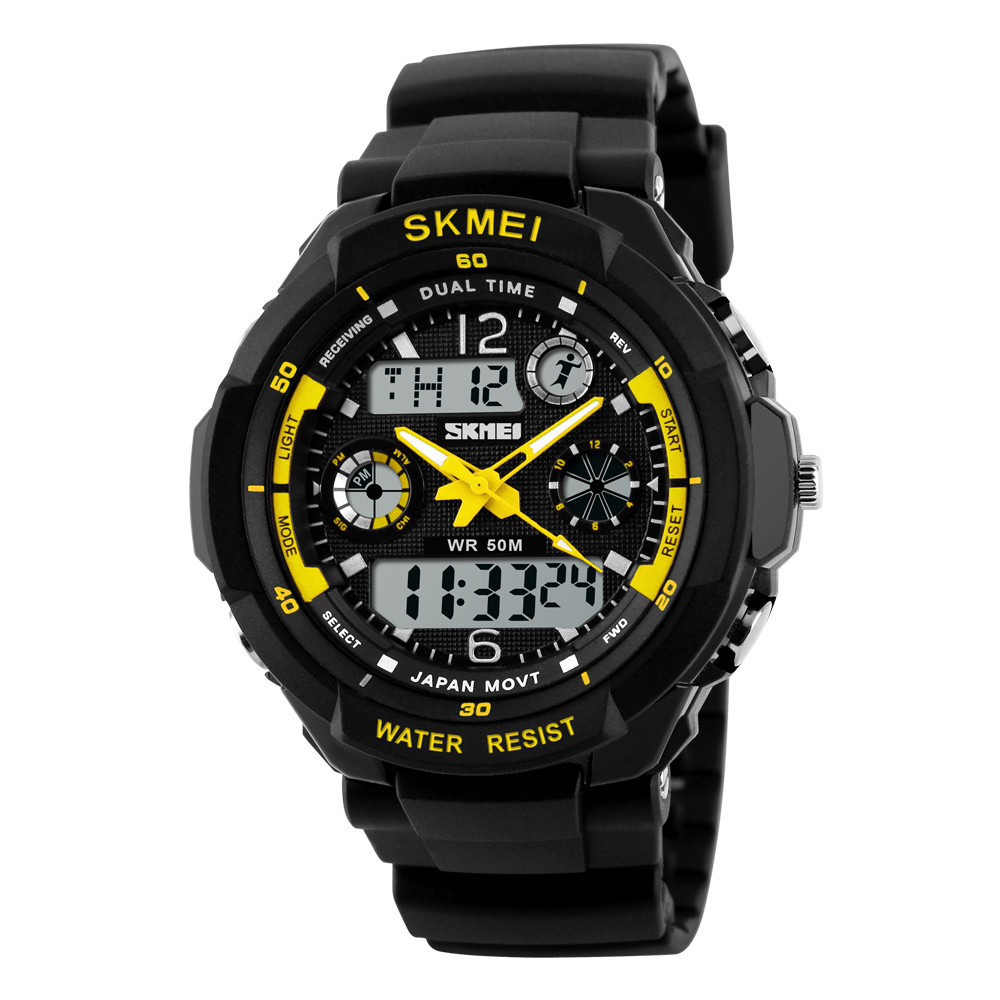 SKMEI Men Adult Teen Digital Analog Waterproof Sport Wristwatch Dual Time New