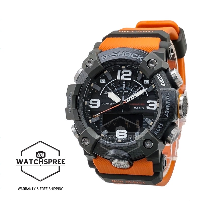 Casio G-Shock Mudmaster Bluetooth Bio-Based Orange Resin Band Watch GG-B100X-1A9