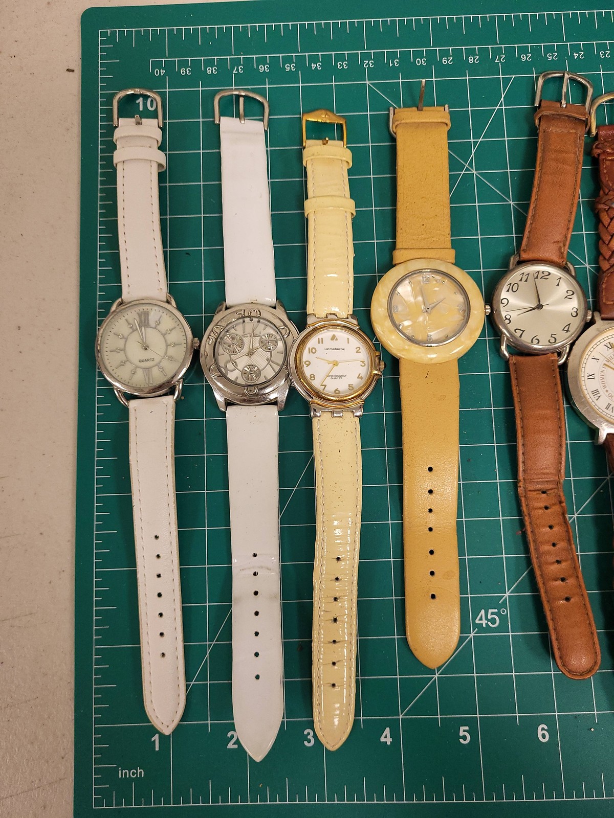 Lot 12 Mens Quartz Leather Wrist Watches Assorted Lacoste Q&Q Viesmann Repair