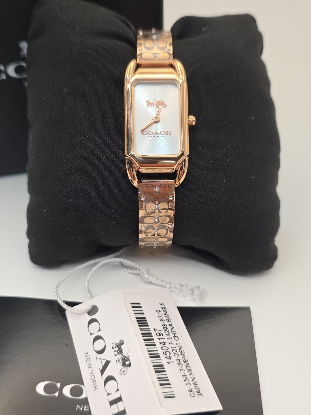 Coach TANK Women’s Rose Gold Bangle Bracelet Quartz Wristwatch Water-Resistant