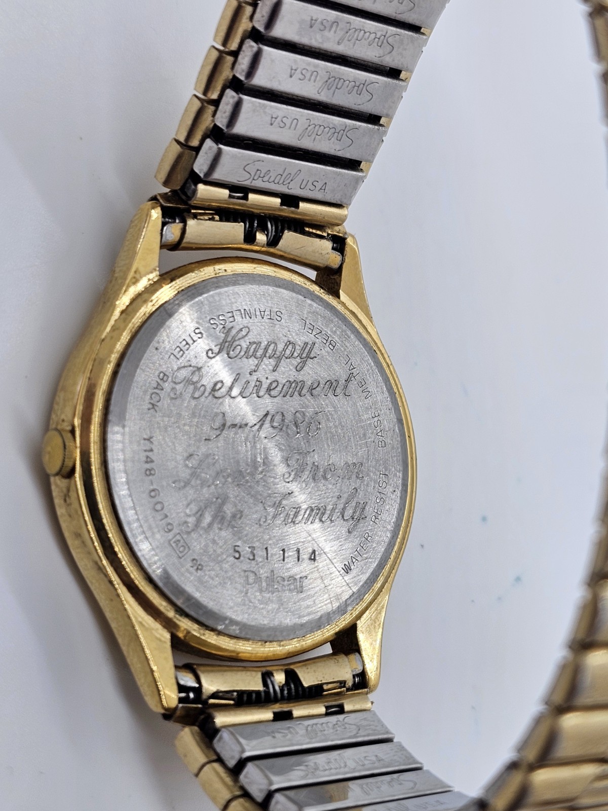 1985 PULSAR SEIKO Wrist Watch – Y148-6019 Gold Tone Stainless Stretch JAPAN BOX