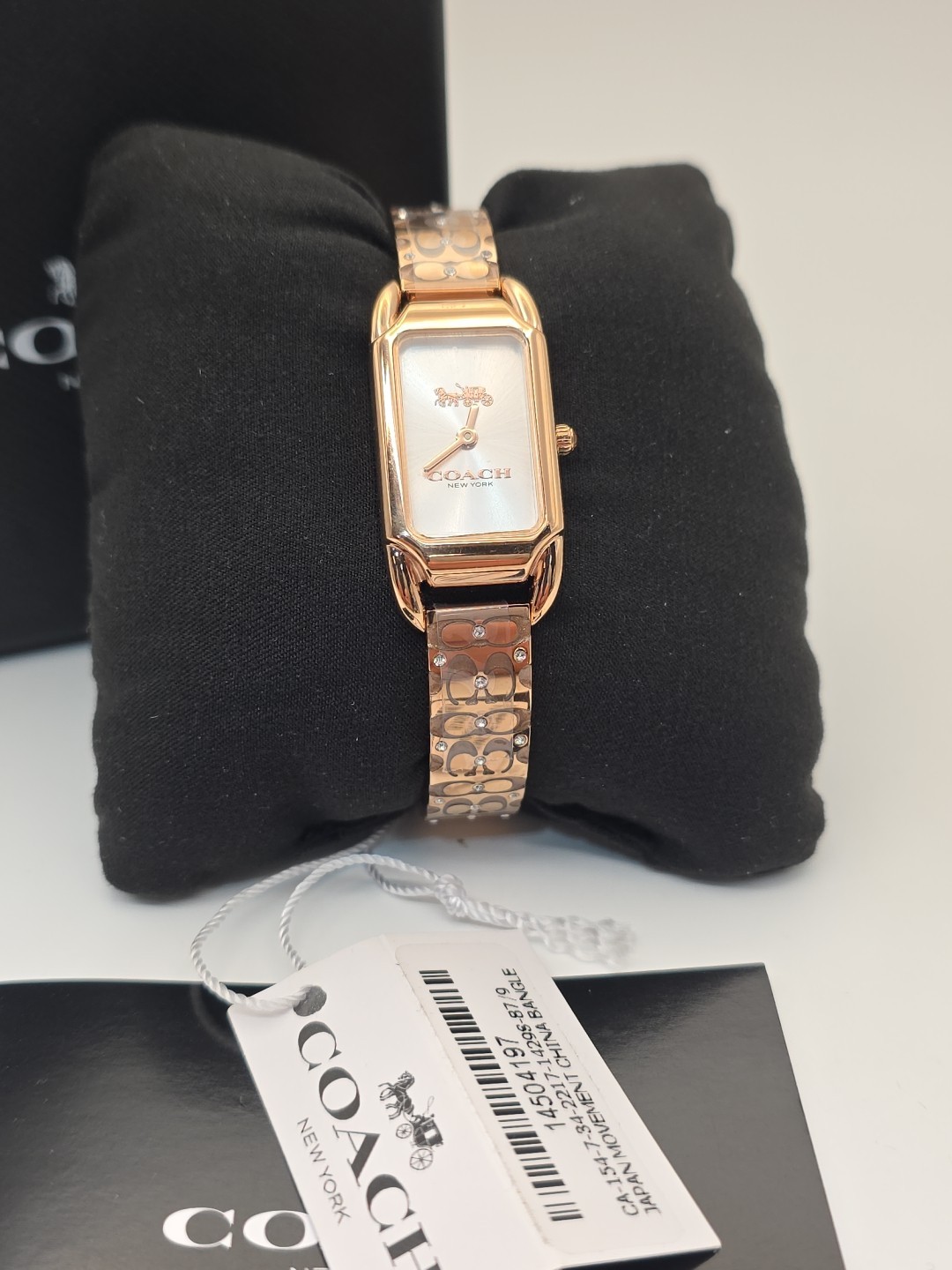 Coach TANK Women’s Rose Gold Bangle Bracelet Quartz Wristwatch Water-Resistant