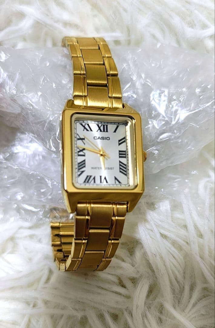 CASIO LTP-V007 Gold Tone Square Roman Dial Watch