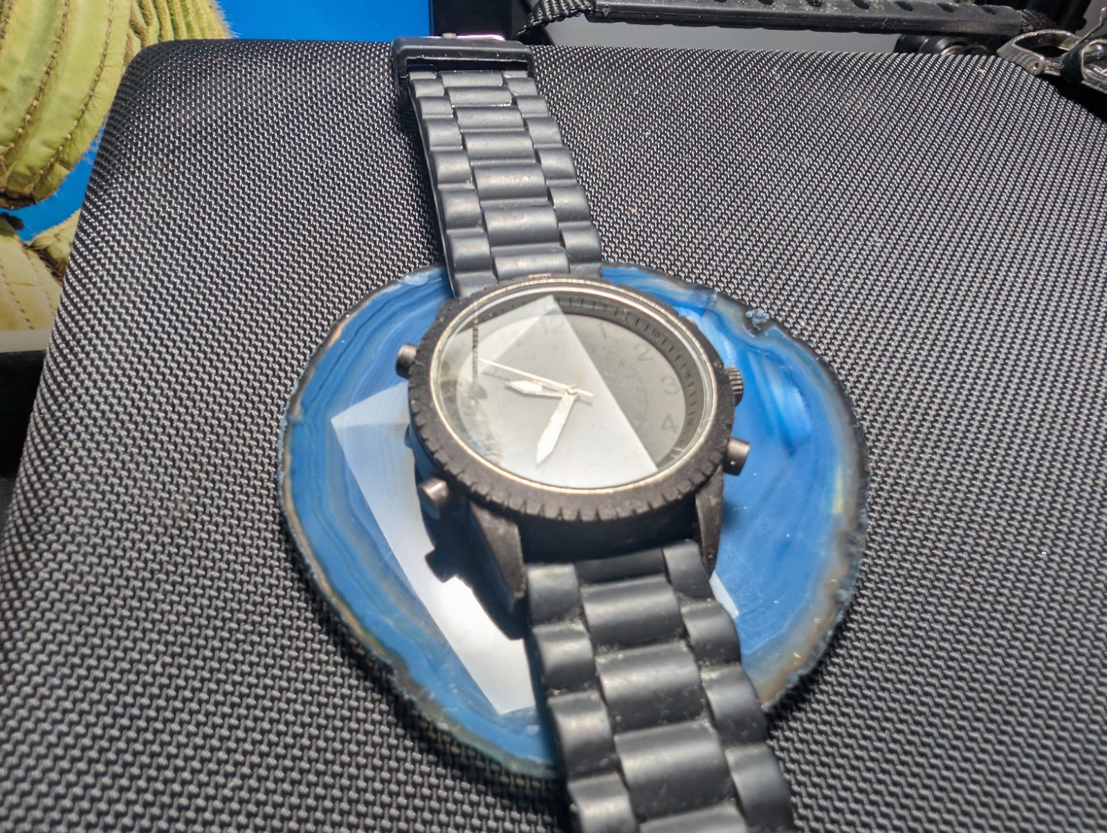 Black / Grey Watch With Black Strap And Painted Charcoal Case. Runs Well!