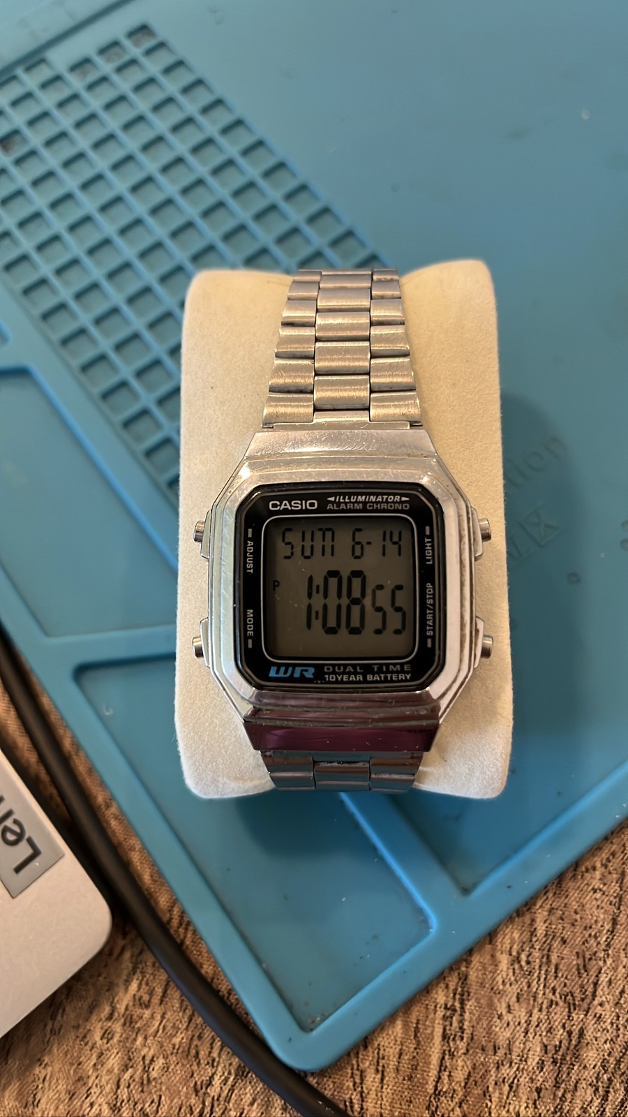 Casio A178W Silver Stainless Steel Digital Watch Dual Time WR A178WA