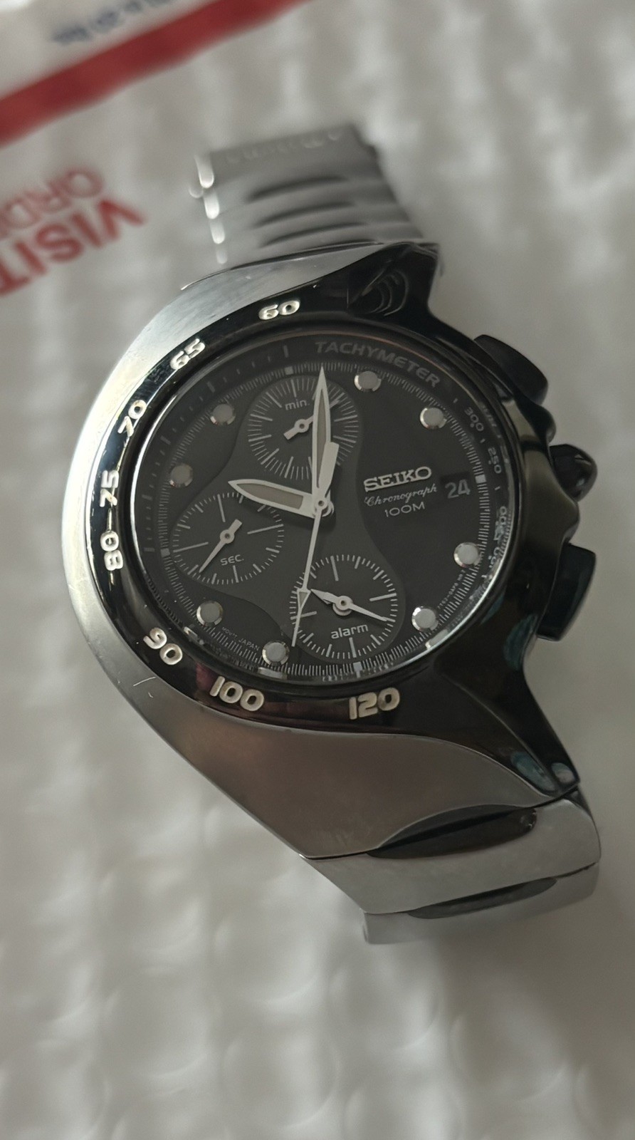 Seiko Asymmetrical Rare Quartz Chronograph Wristwatch