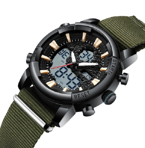 BIDEN 0155 Men’s Sports Watch Fashion Brand Army Green Nylon Strap Wrist Watch