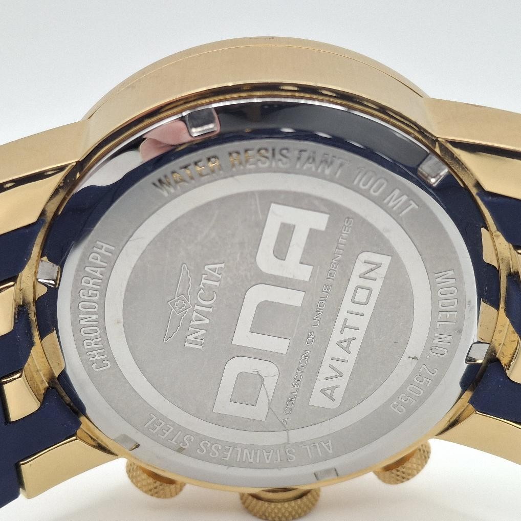 Invicta 25059 DNA Gold Tone Stainless Steel & Blue Silicone Band Mens 46mm Watch