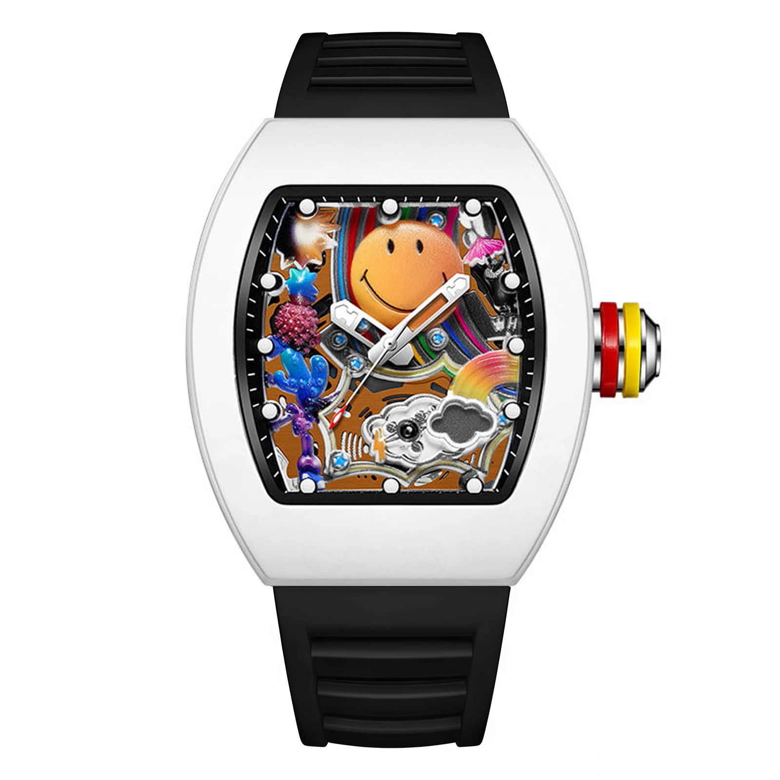 New Men’s Hip-Hop Gear Quartz Watch Luminous Large Dial Silicone Barrel Gift