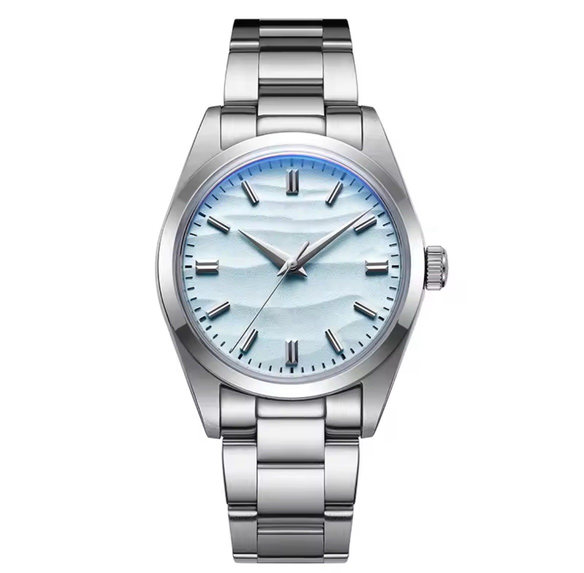 ADDIESDIVE Men’s Quartz Analog Watch 100m Steel White/Blue/Yellow Dial