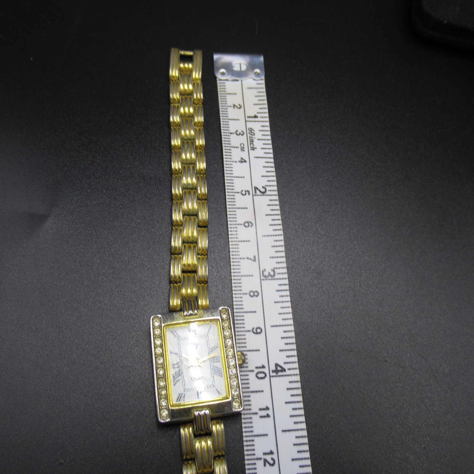 Elegant GJ/EJ Quartz Women’s Watch Gold-Tone Two-Tone Crystal Bezel Rectangle