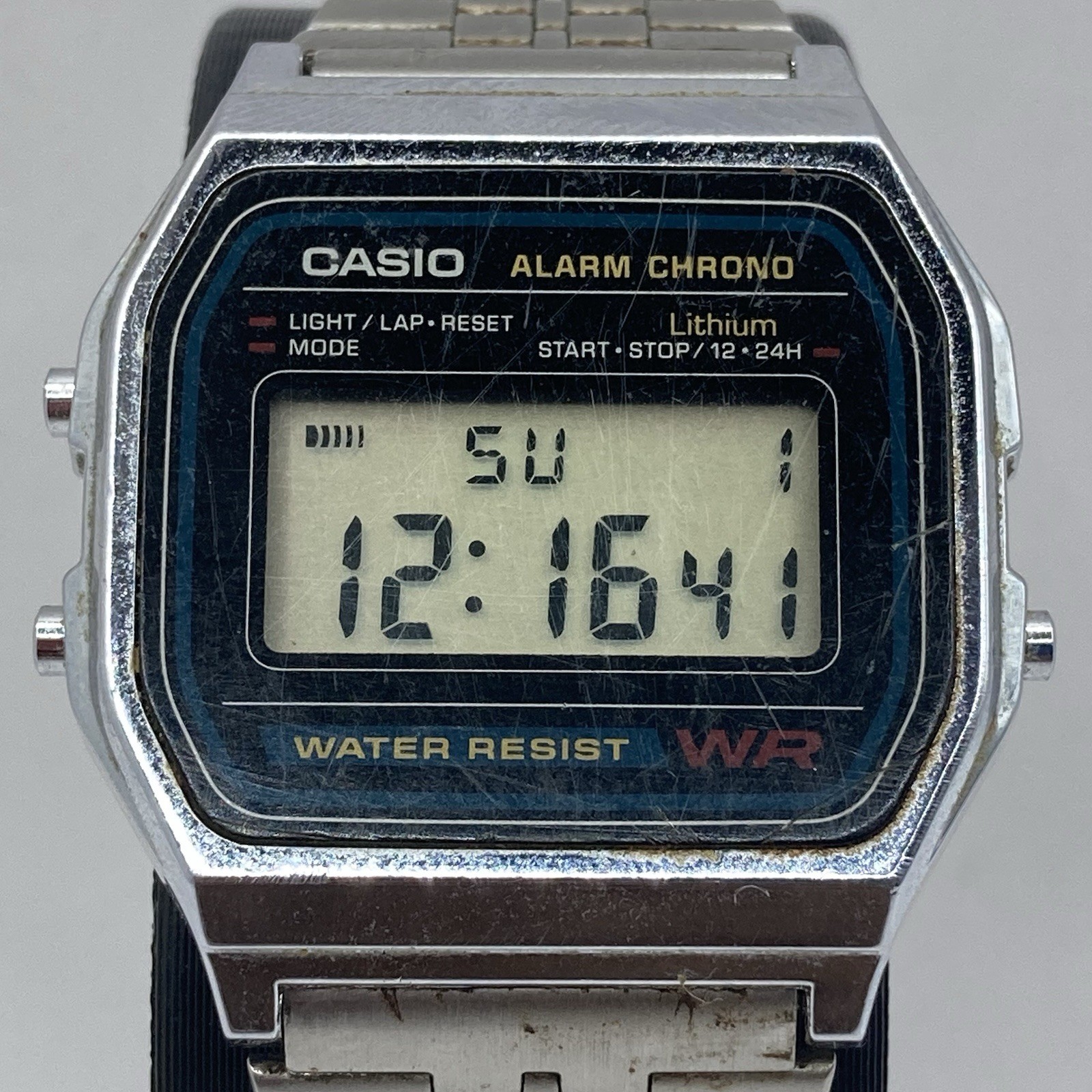 Vintage Casio A158W Digital Watch 593 Module Stainless Steel Chrono Classic