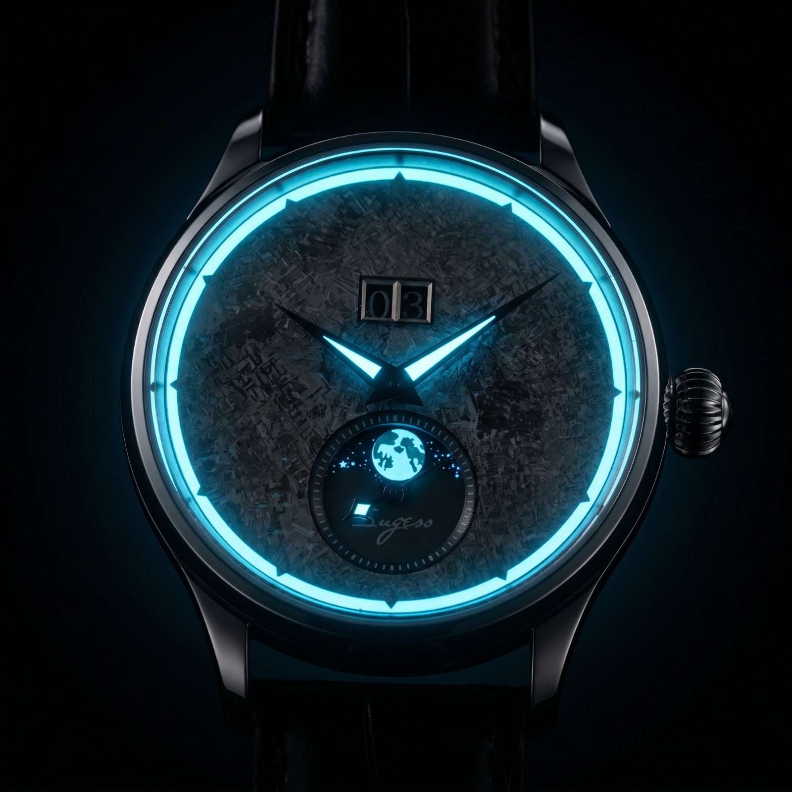 Sugess MoonPhase Master Crystallized Titanium Mens Watch Seagull 1963 S401.ZP