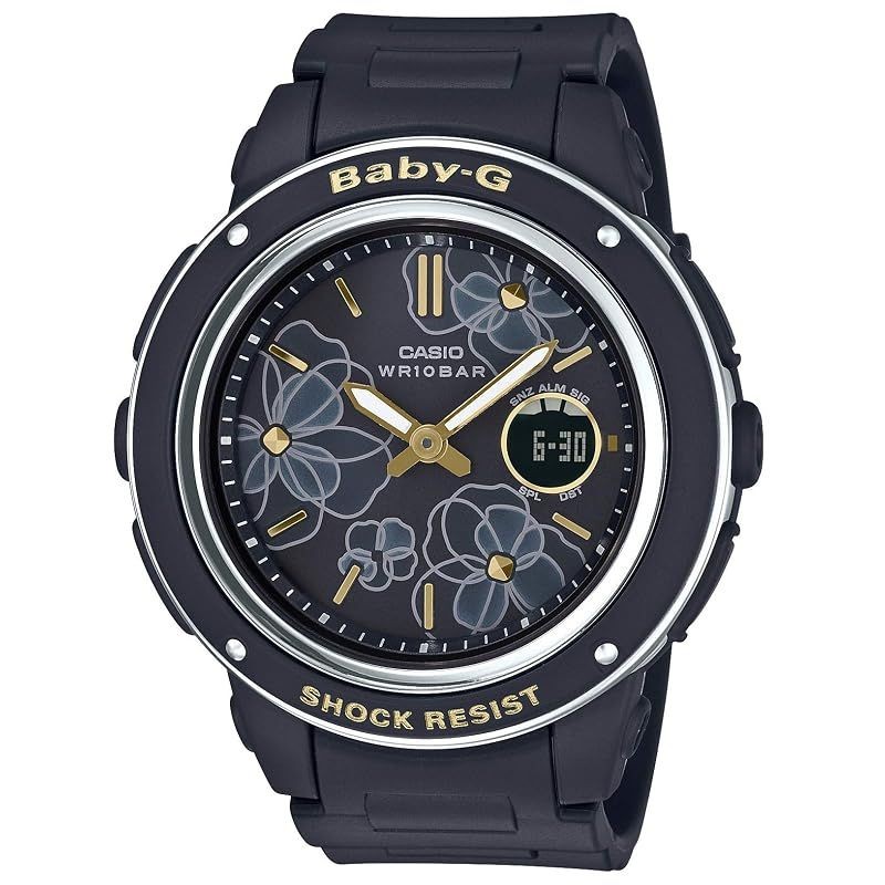 Casio Baby G Wristwatch Floral Dial Series BGA 150FL 1AJF Ladies Black 0