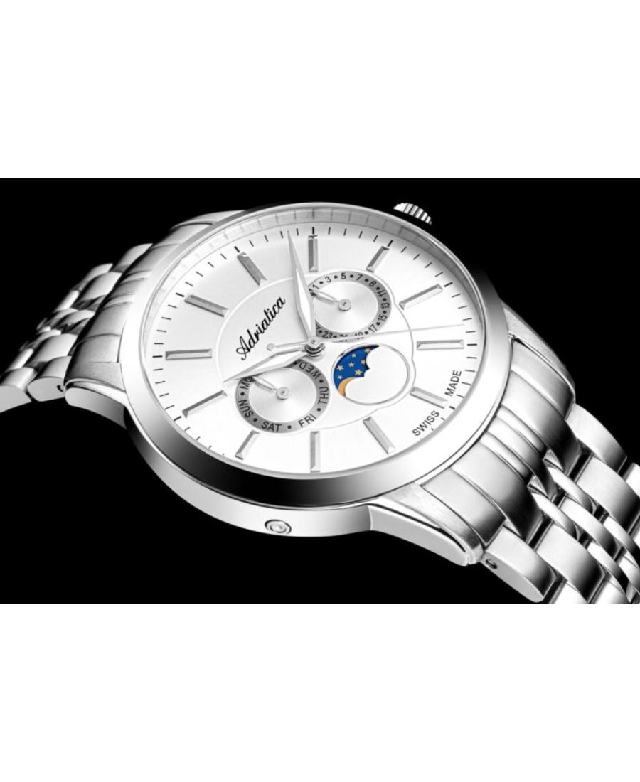 ADRIATICA Men Quartz Casual Watch Classic Dress Silver Dial Waterproof Swiss