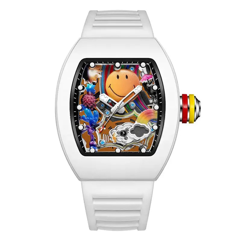 New Men’s Hip-Hop Gear Quartz Watch Luminous Large Dial Silicone Barrel Gift