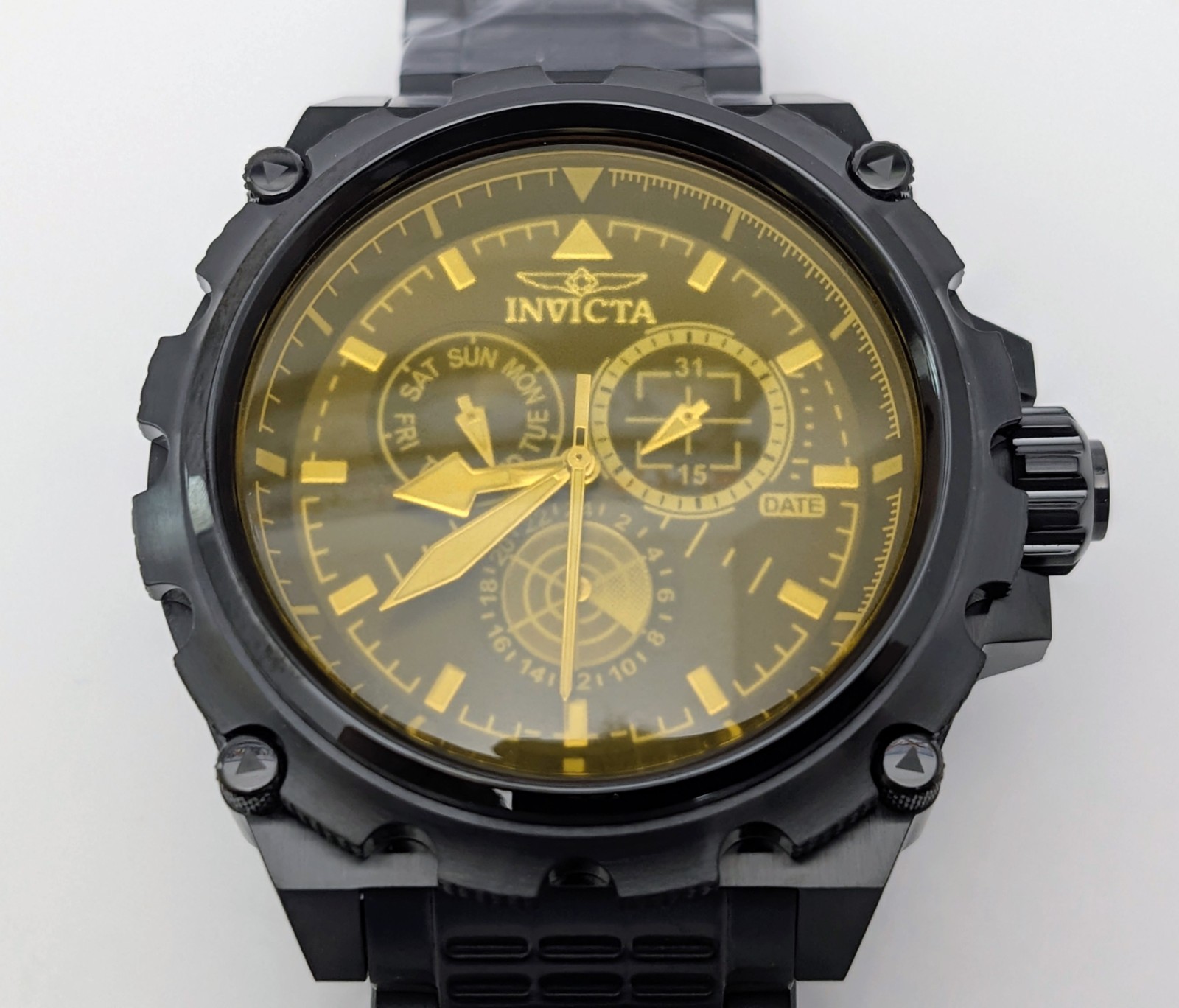 Invicta Coalition Forces Spline Command Men’s Watch – 50mm. Black – Yellow Radar