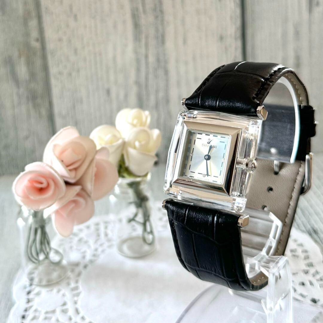 Swarovski Square Watch Rare Used From Japan Check description