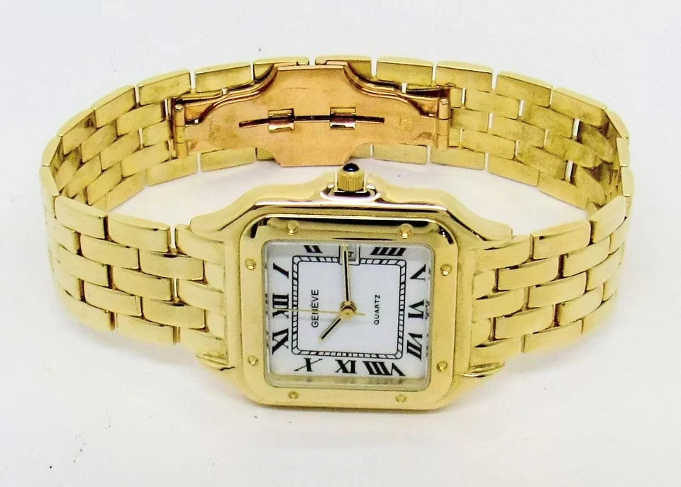 14K Yellow Gold 28mm Quartz Ladies Watch W/ Hidden Butterfly Clasp Very Good!!!!