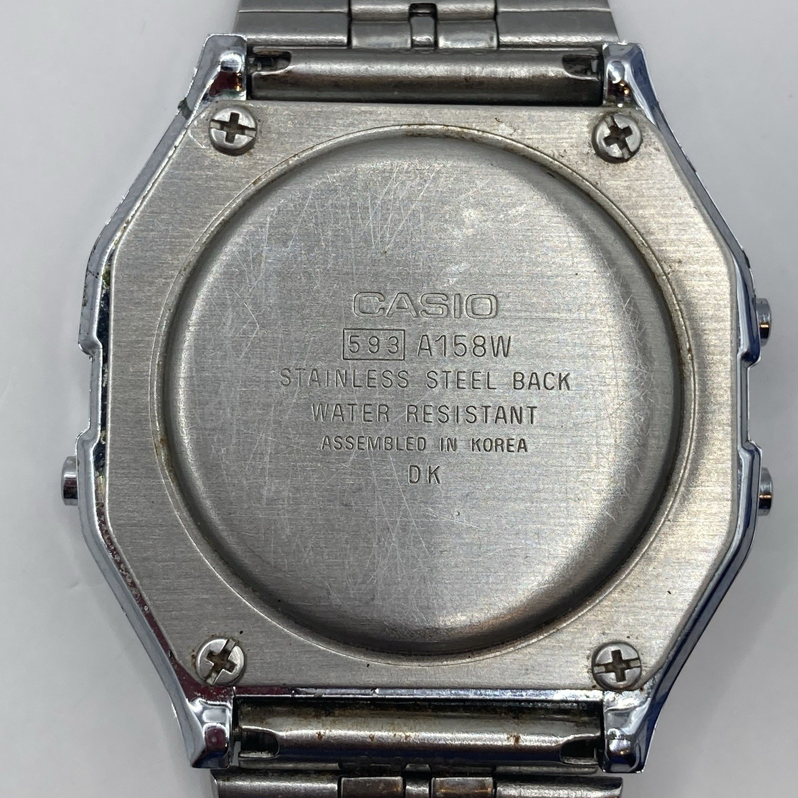 Vintage Casio A158W Digital Watch 593 Module Stainless Steel Chrono Classic