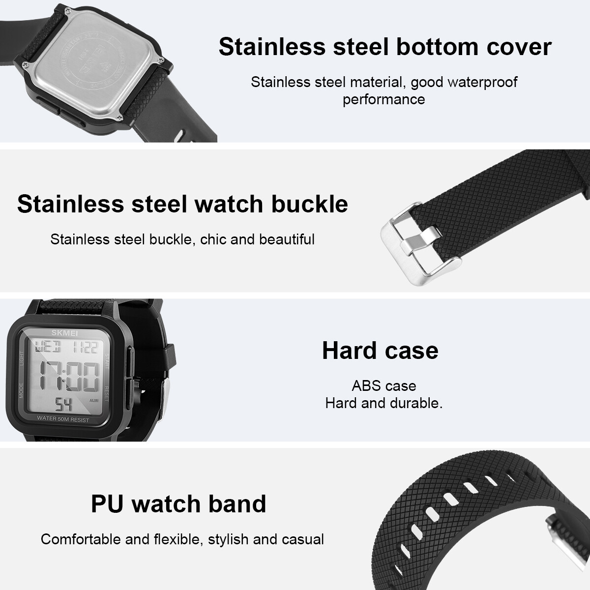 Men’s Military Sports Watch LED Screen Large Digital Face Waterproof Wristwatch