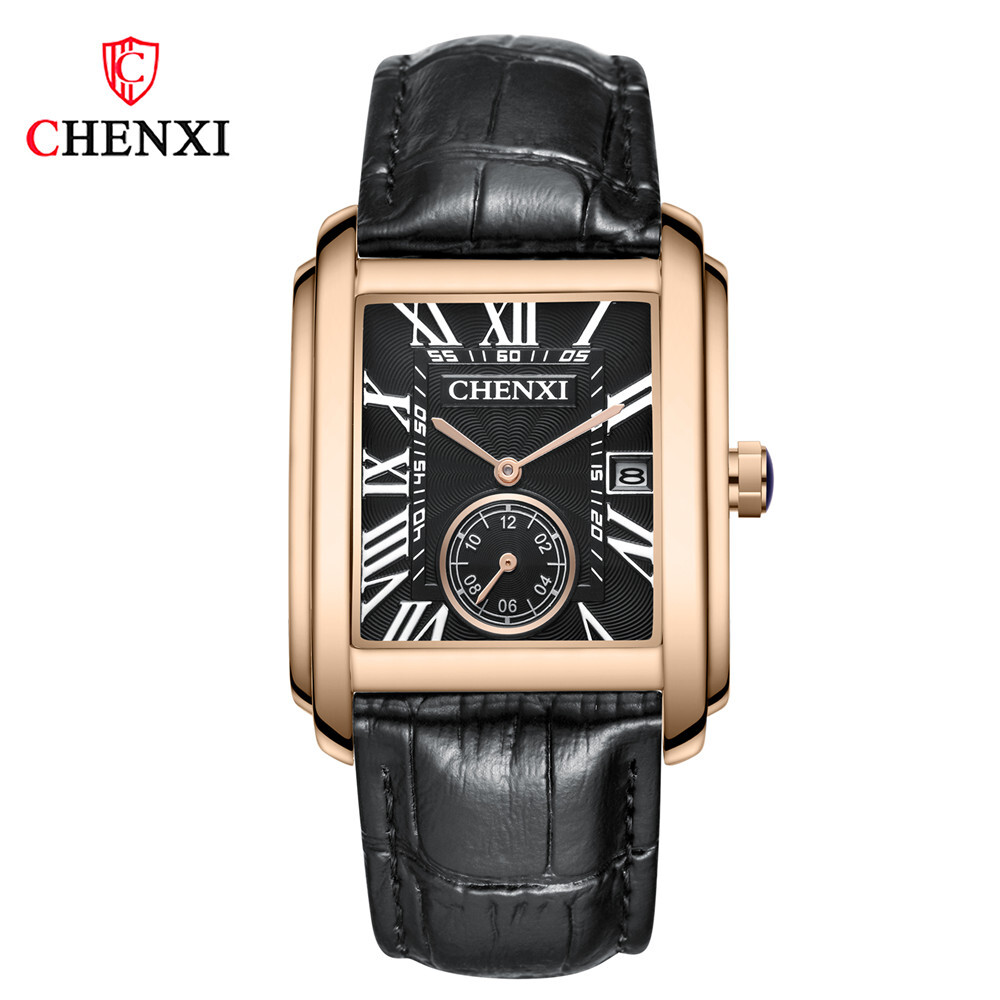 CHENXI Men Watch Roman Numeral Quartz Wristwatch Male Business Leather Watches